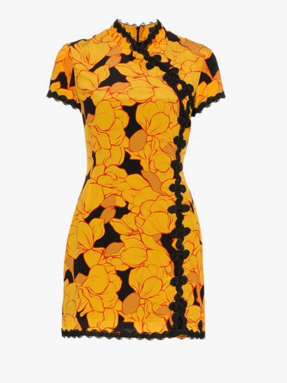 De La Vali Suki Magnolia Orange Yellow Print Mini Dress